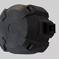 Black Circular Industrial Equipment Component With Raised Sections And Square Interface 3d model