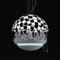 Modern Yellow Black Chandelier With Purple Flowers And Illuminated Design