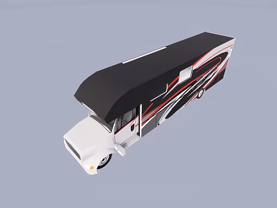 Modern RV Exterior Design With White Body Black Roof And Red Stripes 3d model