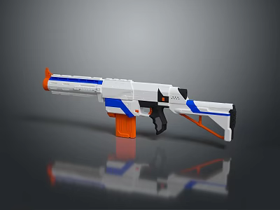 Colorful Toy Gun With White Blue Orange Design And Modern Appearance 3d model