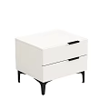 Modern Bedside Table With White Finish Two Drawers And Black Legs