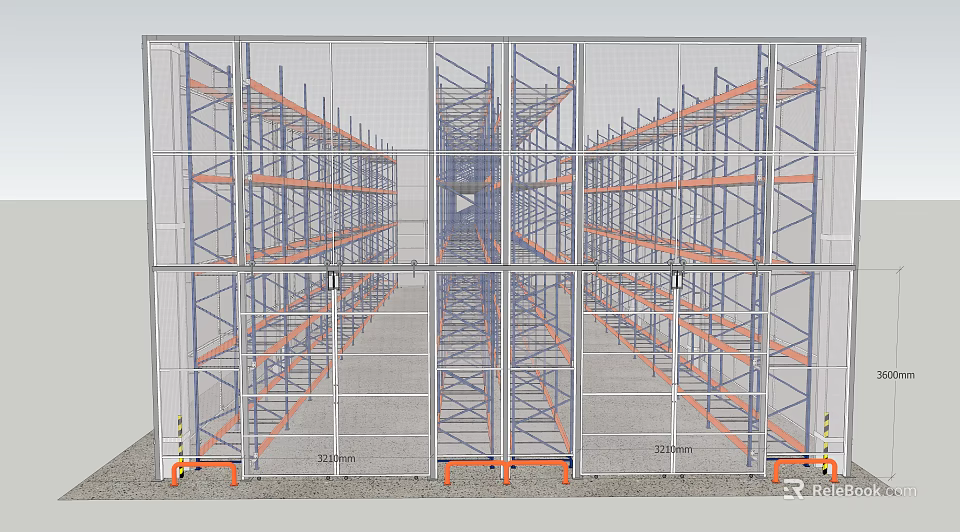 Industrial Warehouse Display Shelves With Metal Frame And Multi Layer Storage 3d model 