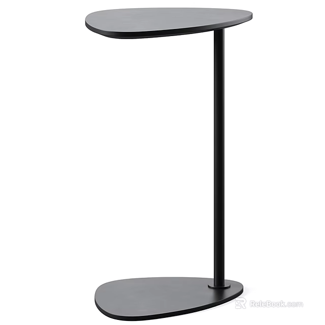 Modern Minimalist Side Table With Round Top And Black Metal Frame 3d model