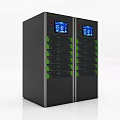 Public Facility Server Racks Double Units With Black Casing Digital Screens Green Indicators 3d model