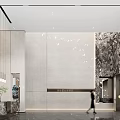 Modern Sales Office Interior With Decorative Chandelier And Sand Table Model