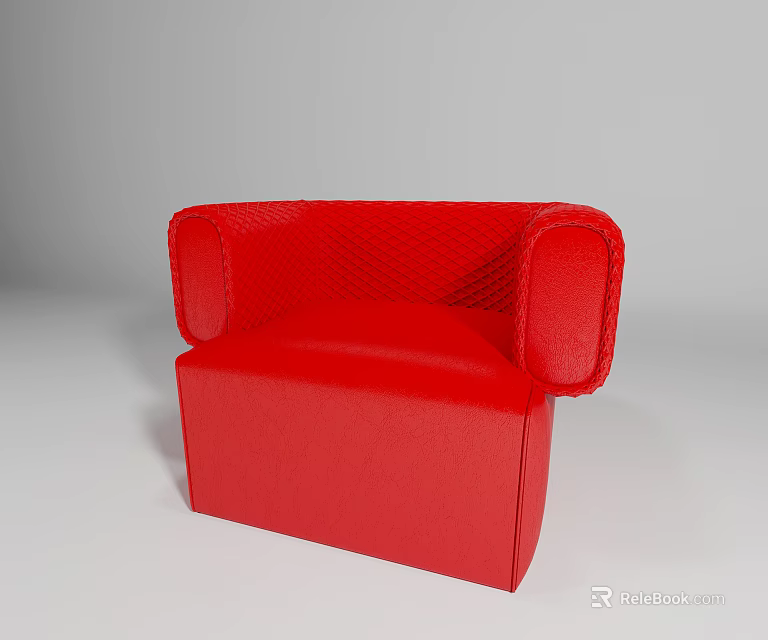 Stylish Red Single Sofa With Comfortable Seat And Textured Armrest Design 3d model
