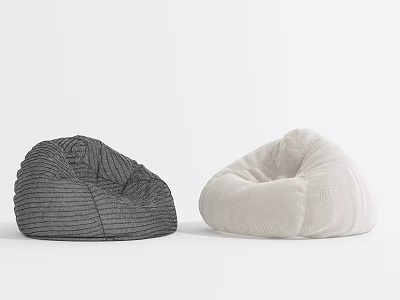Soft Comfortable Gray And White Bean Bag Chair Design For Living Room 3d model