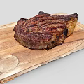 Perfectly Grilled Juicy Steak On Wooden Cutting Board With Charred Edges