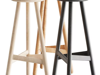 Modern Wooden Bar Stools With Light And Dark Finish For Home Decor 3d model