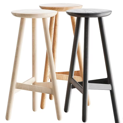 Modern Wooden Bar Stools With Light And Dark Finish For Home Decor 3d model