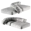 Soft Two Seater Sofa With Checkered Fabric And Curved Comfortable Cushions