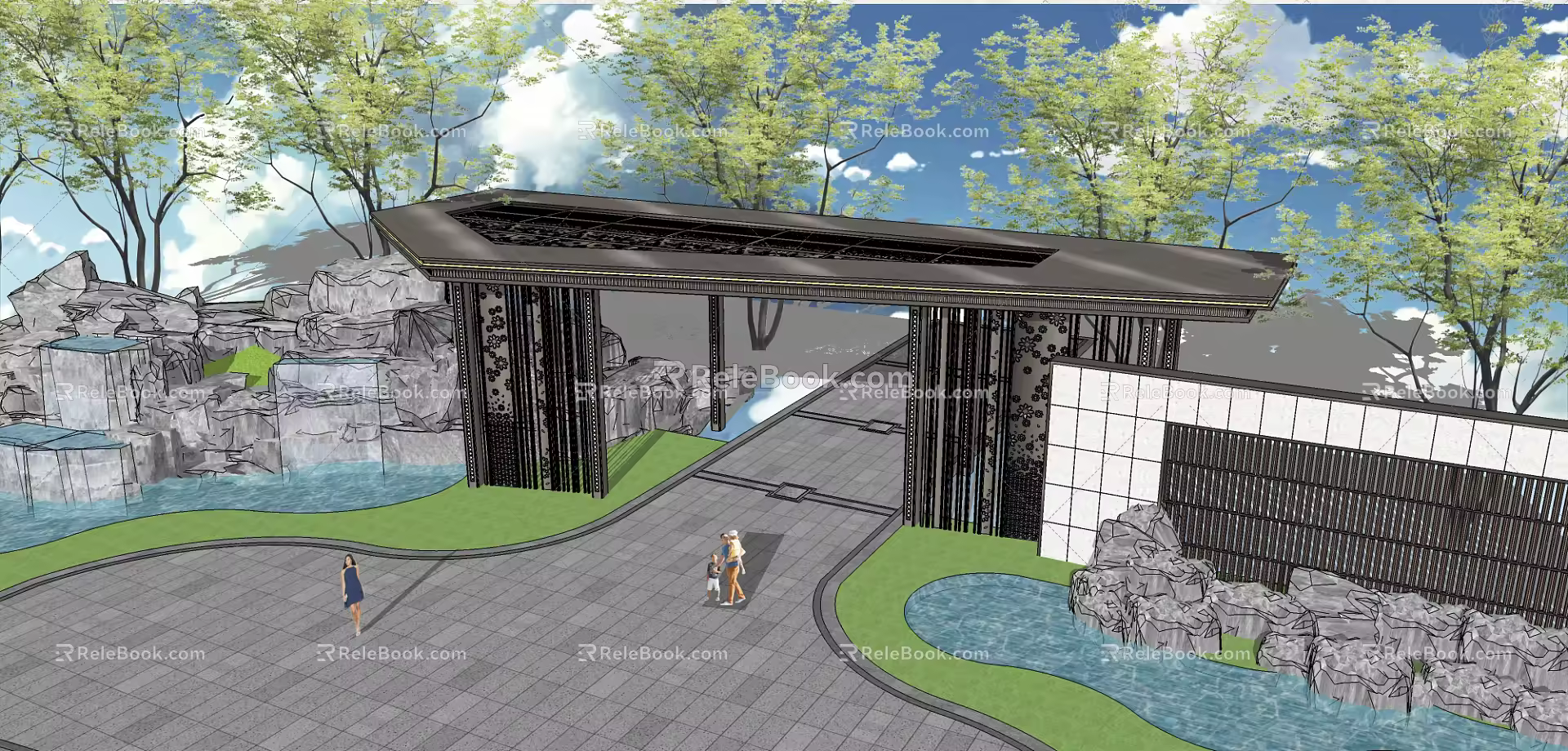 new chinese style gate 3d model