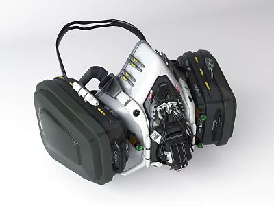 Professional Firefighting Breathing Apparatus With Full Face Mask And Adjustable Harness 3d model