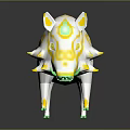White Wild Boar 3D Model With Yellow Green Swirl Patterns On Body