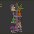 Indoor Plants Displayed on Multi Tier Metal Shelf With Orange Pots and Lush Green Leaves