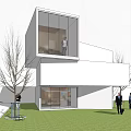Modern Detached Villa Exterior Design With Two Story Structure And Large Glass Windows