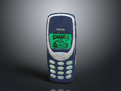 Vintage Nokia Mobile Phone With Snake Game Display On Green Screen 3d model