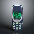Vintage Nokia Mobile Phone With Snake Game Display On Green Screen