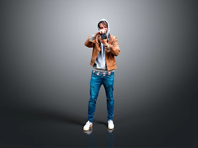 Modern man character photographer game character game character 3d model