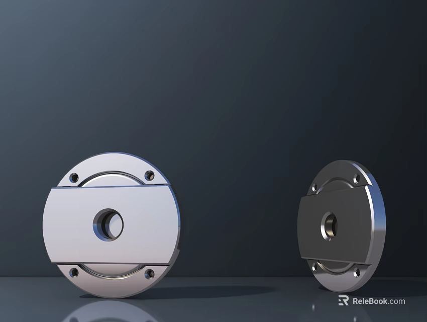 Smart Machine Metal Circular Components With Central Holes And Mounting Screws 3d model 