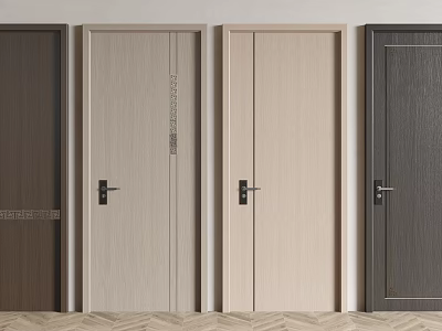 New Chinese Style Flat Door Room Door 3d model