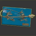 Small Mammal Skeleton Displayed on Blue Base with Dark Background and Detailed Structure 3d model