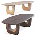 Modern Wooden Dining Table With Oval Top And Unique Curved Legs Design