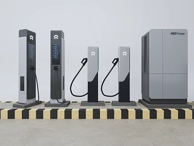 MG Power Electric Vehicle Charging Station With Multiple Ports And Power Equipment 3d model