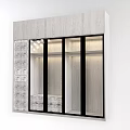 Modern Wooden Wardrobe With Glass Doors Decorative Panel And Built In Lighting