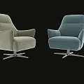Modern Green and Grey Single Sofa with Swivel Base and Comfortable Design 3d model