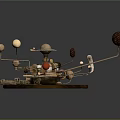 Artistic Vintage Decorative Ornament Set Featuring Metallic Spheres Gear Structure And Copper Gold Accents