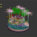 Tropical Island Model With Palm Trees Hut Sand And Water Features