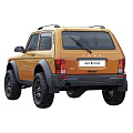 Orange LADA 4x4 BRONTO SUV With Large Tires Black Wheel Arches Front Side Rear Views