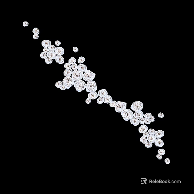 Modern Stylish Wall Decor With White Circular Elements In Branch Like Curved Pattern 3d model 