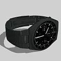 Modern Black Smartwatch With Black Dial White Markers Hands And Metal Strap