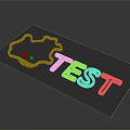 Modern Green 3D TEST Text Design with Black Background in Modern Scene