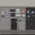 Modern Office Space With Office Appliances Printers Filing Cabinets And Shelves