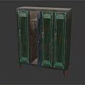 Vintage Green Metal Locker With Four Doors And One Open Door Showing Rusty Texture