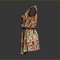 Vibrant Patterned Sleeveless Dress With Ruffled Layered Skirt And Pockets