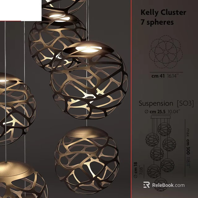 Modern Spherical Hollow Design Metallic Pendant Lights With 41 cm Diameter 3d model 