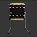 High Quality Black Percussion Drum with Golden Rim and Metal Stand Musical Instrument for Performance