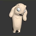 Cute Pink Game And Movie Character With Large Eyes Simple Shape Standing Pose 3D Design