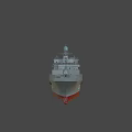 Gray Warship With Red Bottom Number 135 And Superstructure Radar Equipment