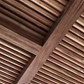 Wooden Ceiling With Beam And Slat Structure 3d model