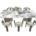 Elegant Modern Dining Table Set With Marble Top And Comfortable Chairs 3d model