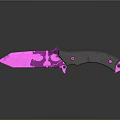 Bright Pink Camouflage Blade Knife With Gray Handle Pink Dots And Dark Background Reflection