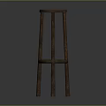 Wooden Bar Stool With Round Seat Four Legs And Circular Support Structure 3d model