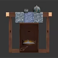 Wooden Table With Blue Cloth Bowl Cup And Open Wooden Box For Daily Use