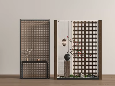 New Chinese Partition New Chinese Porch Partition Screen Case 3d model