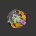 Mechanical Gear Component With Yellow Gray Housing Metal Mounting Plate And Internal Gear